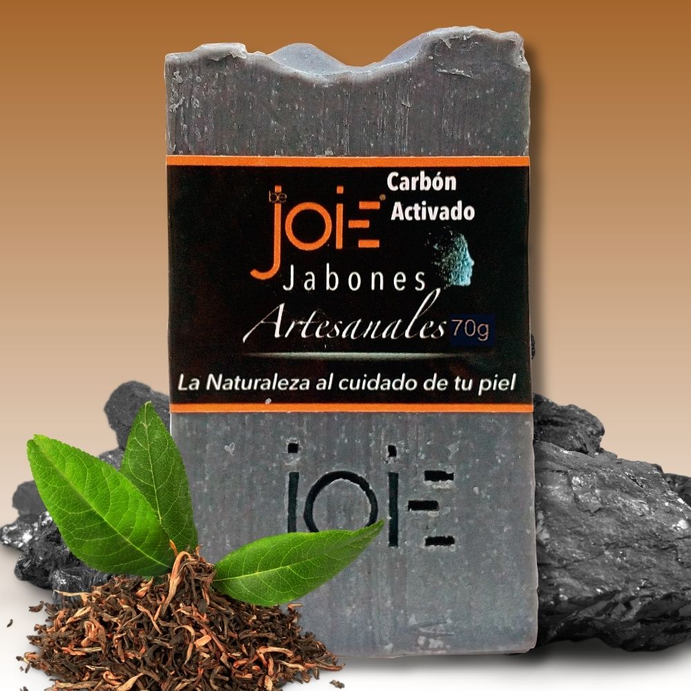 Jabón De Carbón Activado, Menta y Tea Tree Purificante Para Piel Grasa y Con Acné